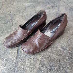 Via Spiga Women's Black Tivoli Designer Leather Wedge 9.5